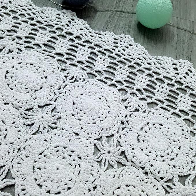 Cotton Handmade Crochet lace Table Runners Rectangular Tablecloth Doilies Doily - Image 6