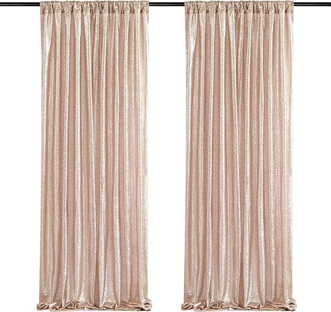 Poise3EHome Champagne Sequin Backdrop Curtains, 4 Panels 2FTx8FT Glitter - Image 8