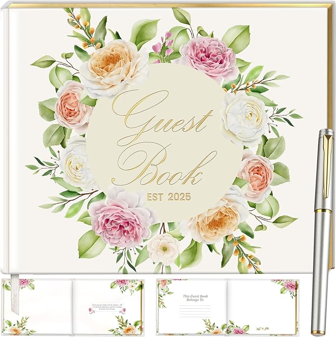 Wedding Guest Book with Pen and Stickers Included, Custom Guest Book Design 2025 by Unknown