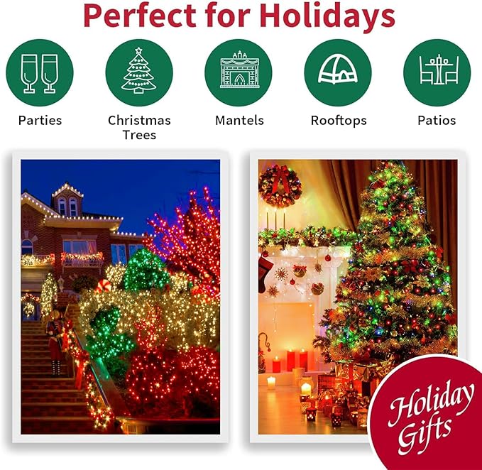 LAMPHOME 33ft Christmas Decorative Mini Lights, 100 LED Transparent Wire Fairy - Image 6