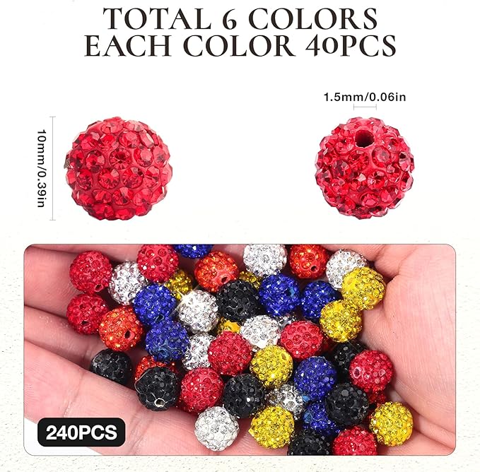 240pcs 10mm Gold Rhinestone Beads - Image 3