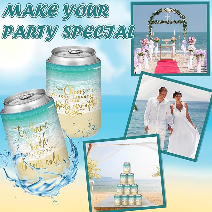 50 Pieces Beach Theme Wedding Can Cooler Bulk Engagement Party Favors - Image 5