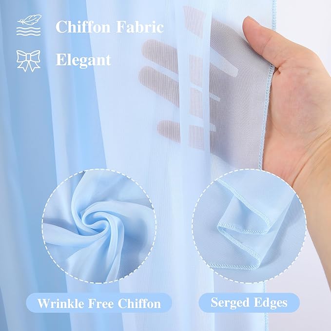 Wedding Arch Draping Fabric, 1 Panel 18FT Baby Blue Sheer Backdrop Curtain - Image 2