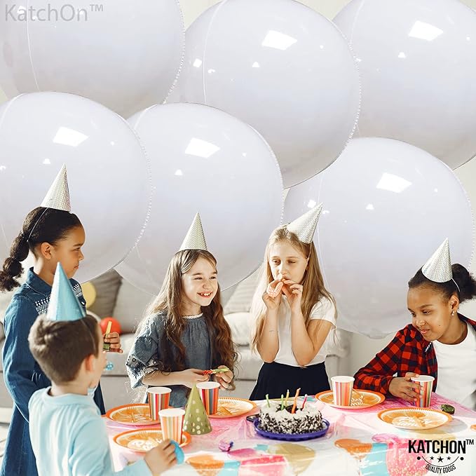 KatchOn, Round White Foil Balloons - Image 7