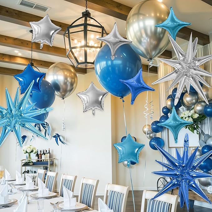 Blue Silver Star Balloon - Image 5