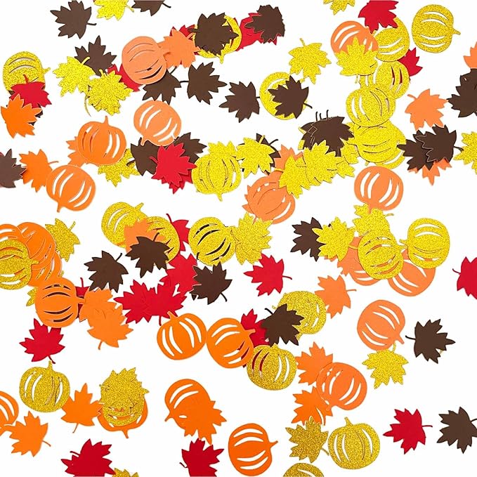 200 Pcs Fall Confetti Glitter Fall Maple Leaf Shape Autumn Thanksgiving Table by Unknown