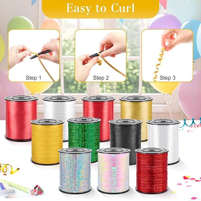 500 Yards Glitter Gold Curling Ribbon-Balloon String-Balloon Ribbon Shiny Roll - Image 7