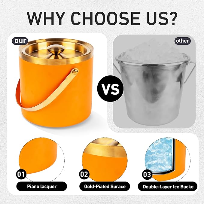 3L Double Wall Insulated Stainless Steel Ice Bucket - Image 5