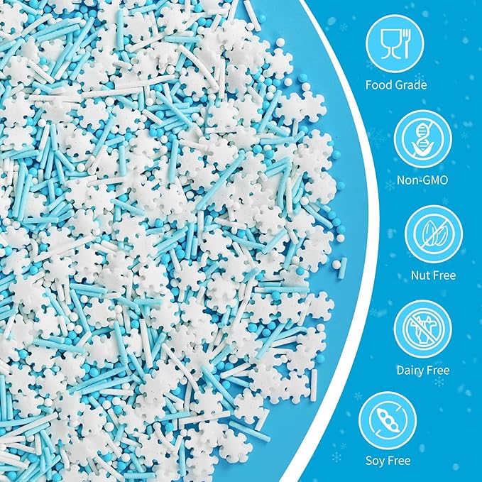 Edible White Snowflake Sprinkles, Snow Block Candy - Image 3