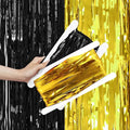 Metallic Tinsel Foil Fringe Curtains Backdrop Black Gold by VHUWE