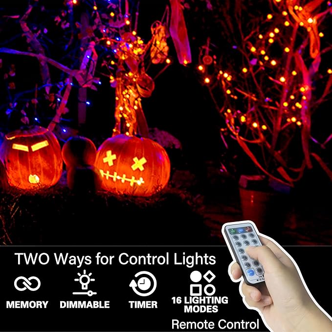 LAMPHOME 66ft Halloween Decorative Mini Lights, 200 LED Transparent Wire Fairy - Image 3