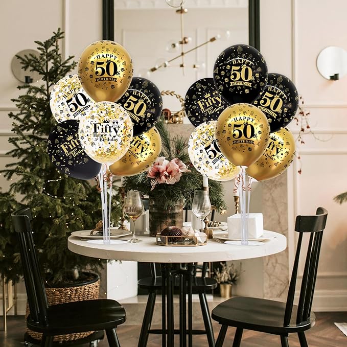 TONIFUL 4 Set Black Gold Balloon Stand Kit - Image 6