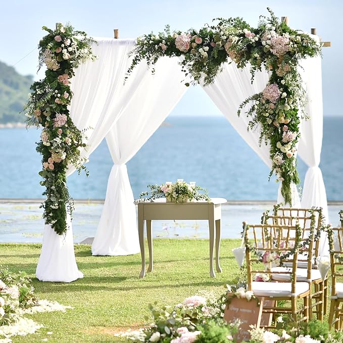 VOK White Wedding Arch Draping Fabric Chiffon Fabric, 29in x 18Ft 2 Panels - Image 6
