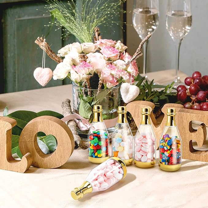 Frcctre 48 Pack Metallic Golden Mini Champagne Bottles, Plastic Champagne Candy - Image 6