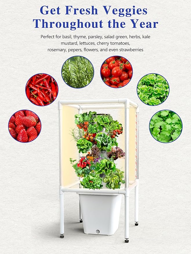 SJZX Hydroponics Growing System, 18 pods Vertical Small hydroponic Tower - Image 6