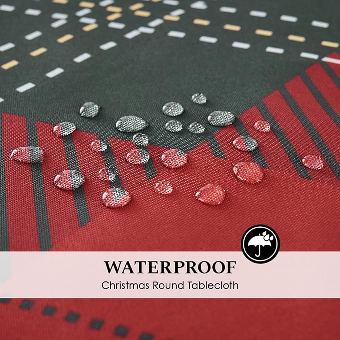 Christmas Tablecloth Round 60 Inch Waterproof, Machine Washable Checkered - Image 3