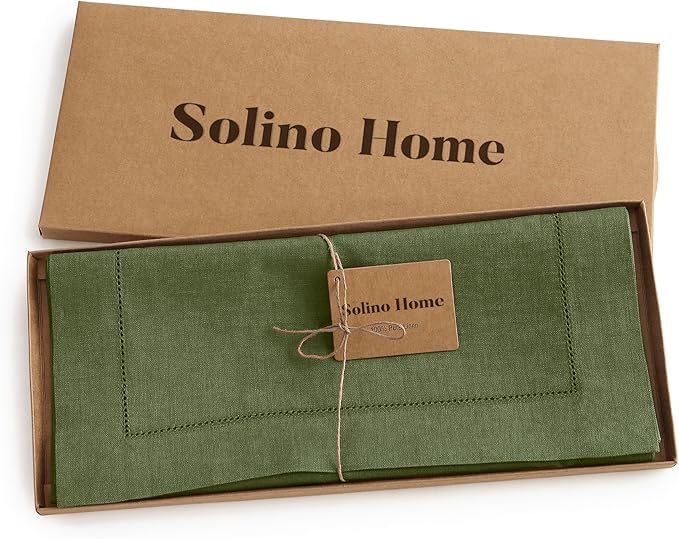 Solino Home Linen Olive Table Runner 72 Inches Long - Image 6