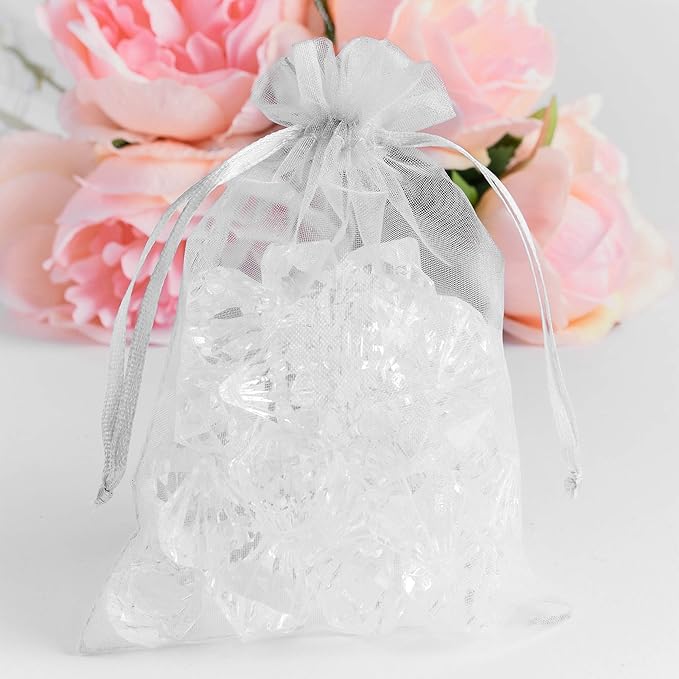 Super Z Outlet 100 Pack 5x7 Inch Mini Sheer Drawstring Organza Transparent Bags - Image 2