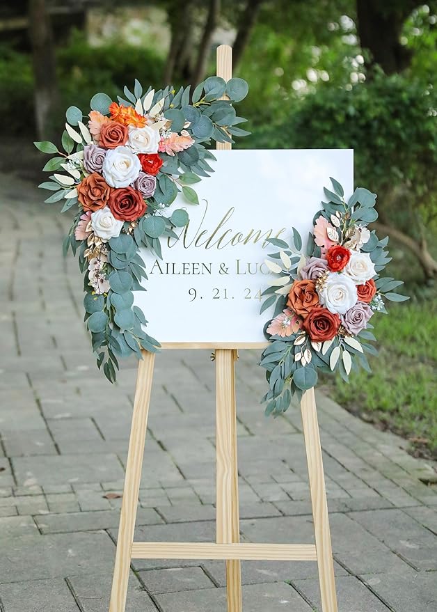 Burnt Orange Wedding Arch Flowers, Artificial Flowers - Image 9