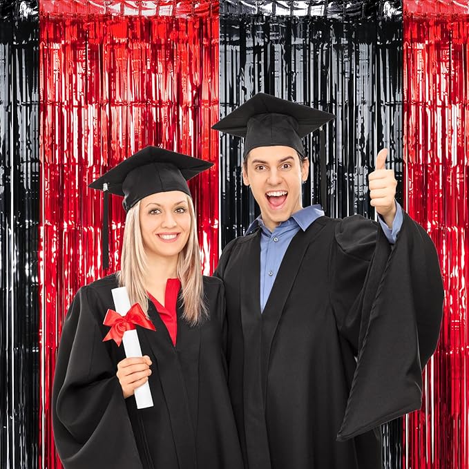 3 Pack 3.3Ft x 6.6Ft Graduation Foil Fringe Curtain Backdrop Decorations - Image 7