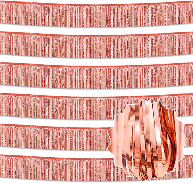 6 Pack 10 Ft Rose Gold Foil Fringe Garland Metallic Streamers Tinsel Banner by LANTIANCHEN