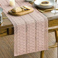 Artoid Mode Pink Farmhouse Woven Rustic Hollow Table Runner, Seasonal Holiday by ArtoidMode