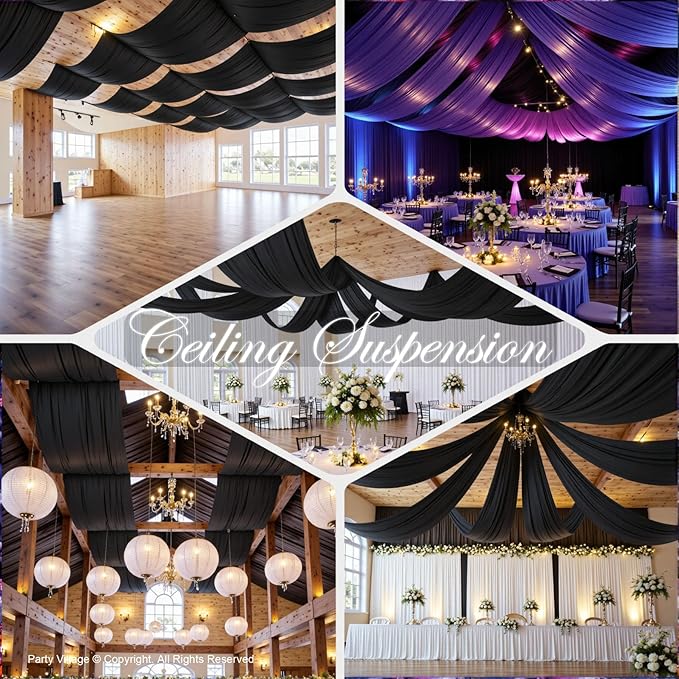 PartyVillage 8 Panels 5ftx30ft Black Ceiling Drapes - Image 4