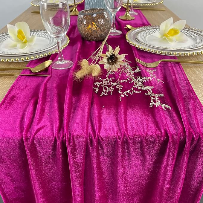 Luxurious Velvet Table Runner, 10ft Wedding Reception Decorations, 20x120inch - Image 4