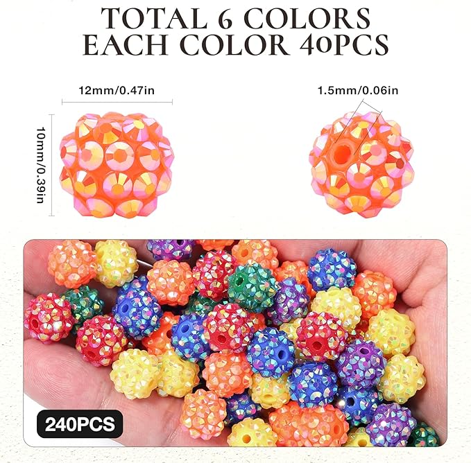 novani 240pcs 10mm Rainbow Rhinestone Beads - Image 3