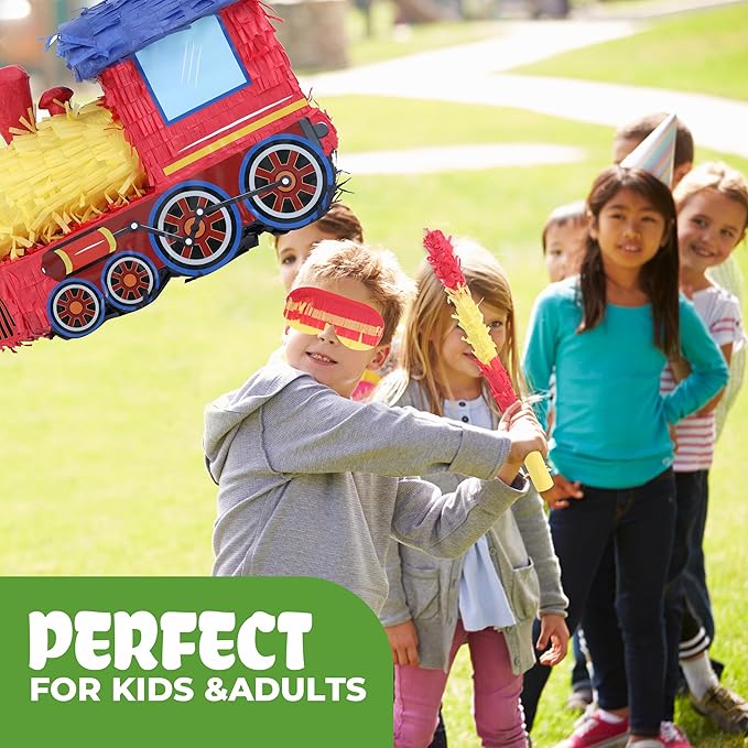 3D Train Pinata Bundle with a Blindfold and Bat, Train Pinata - Image 6