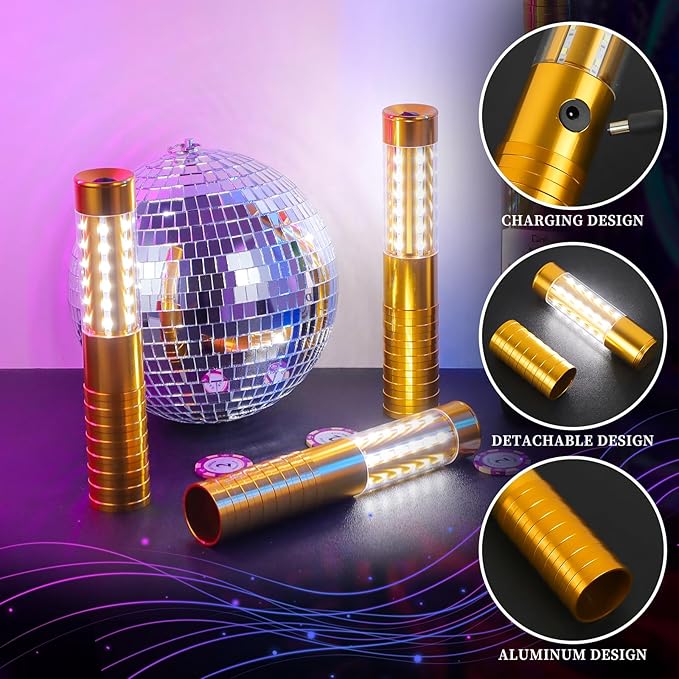 6 Pieces LED Strobe Baton Light Rechargeable Bottle Service Sparklers Stick - Image 4