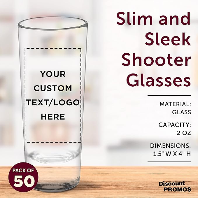 Custom Cordial Shooter Shot Glasses 2 oz. Set of 50, Personalized Bulk Pack - Image 4