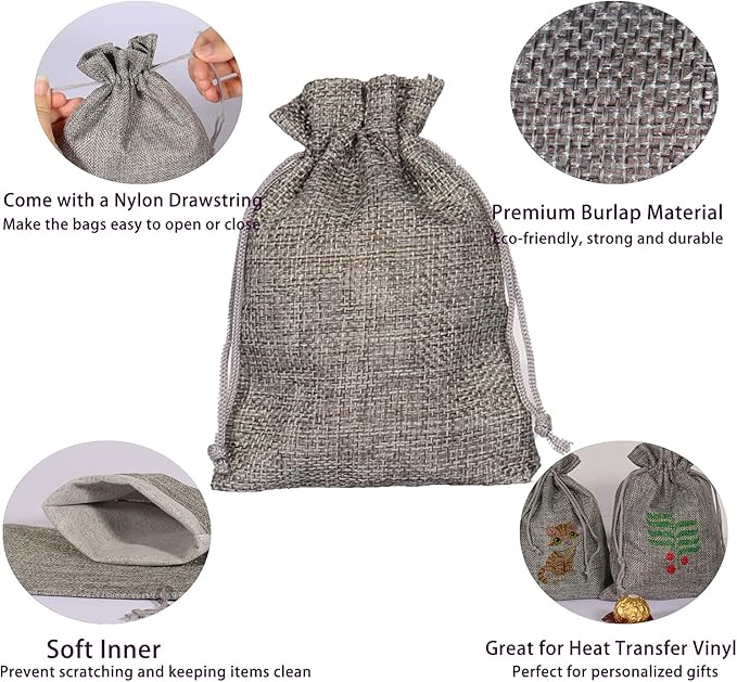 20pcs Burlap Bags with Drawstring, 2.7x3.5 Inch Jute Jewelry Gift Bags Bulk - Image 4