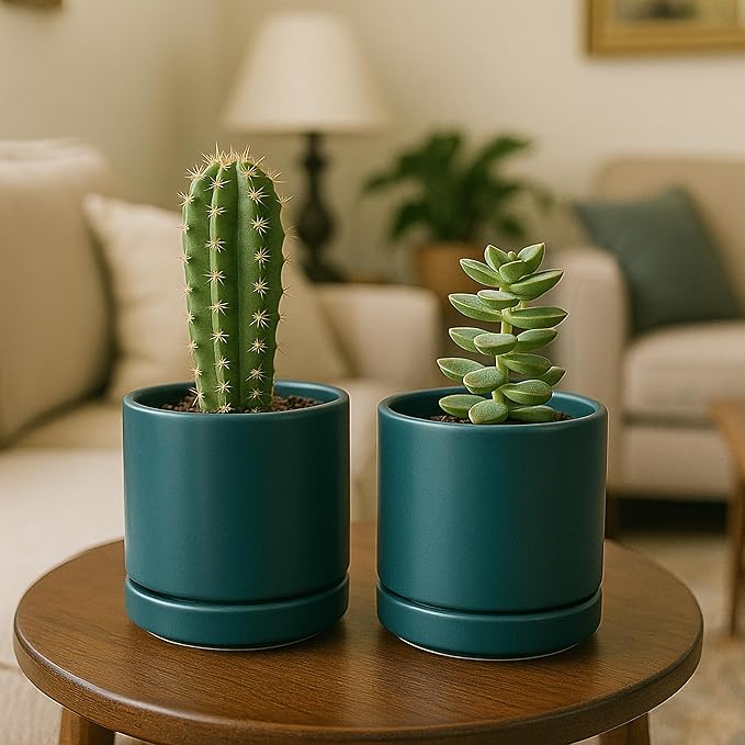 D'vine Dev Set of 4 Small Ceramic Plant Pots, 4.7 Inch Succulent Planter Pot - Image 6