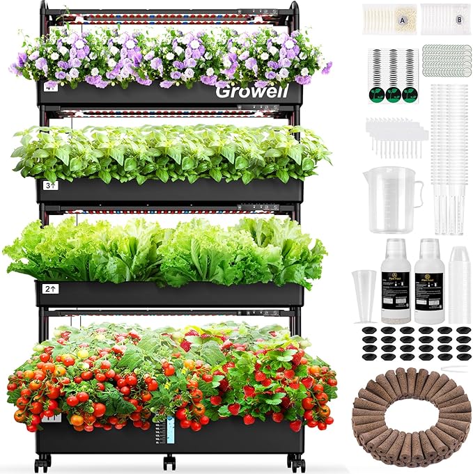 Large Hydroponics Growing System Kit, 120 Pods Vertical Hydroponic Garden by Growell