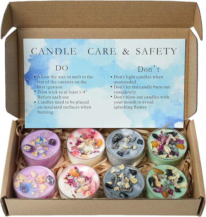 Tealight Soy Candles with Crystals And Herbs, Handmade Energy Candles, Healing by Unknown