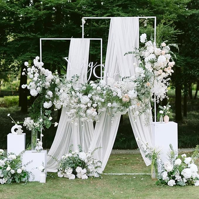 Wokceer White Wedding Arch Draping Fabric Backdrop 28.7" X 20FT Sheer Drapes - Image 5