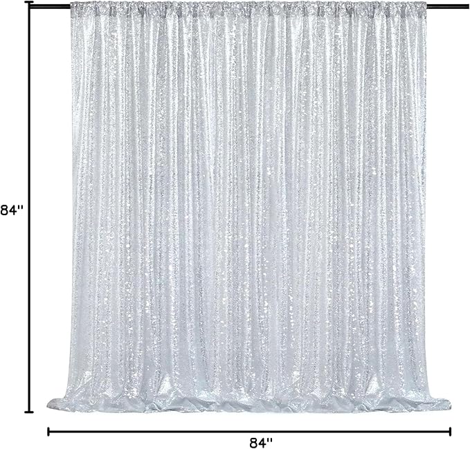 Silver Sequin Backdrop 7ft x 7ft Glitter Photo Booth Backdrop Curtains - Image 7