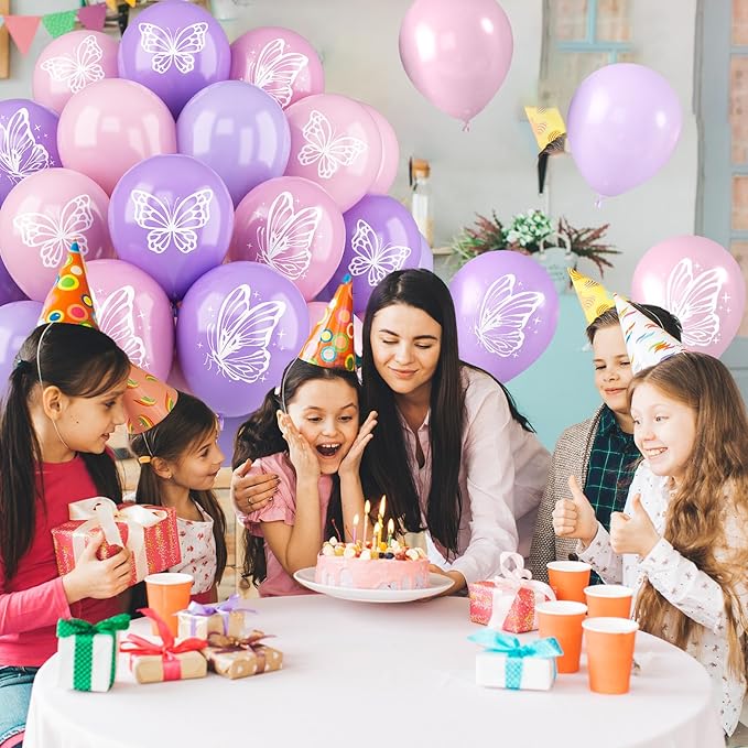 Maca Pink Purple Butterfly Printed Balloons - Image 4