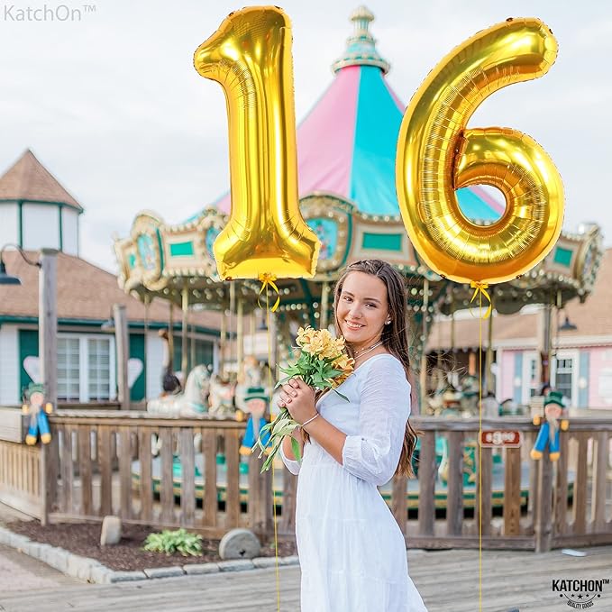 KatchOn, Giant Gold 16 Balloon Numbers - Image 9
