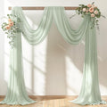 30" x 20Ft Wedding Arch Draping Fabric, 2 Panels Sage Green Sheer Curtain by PartyTalk