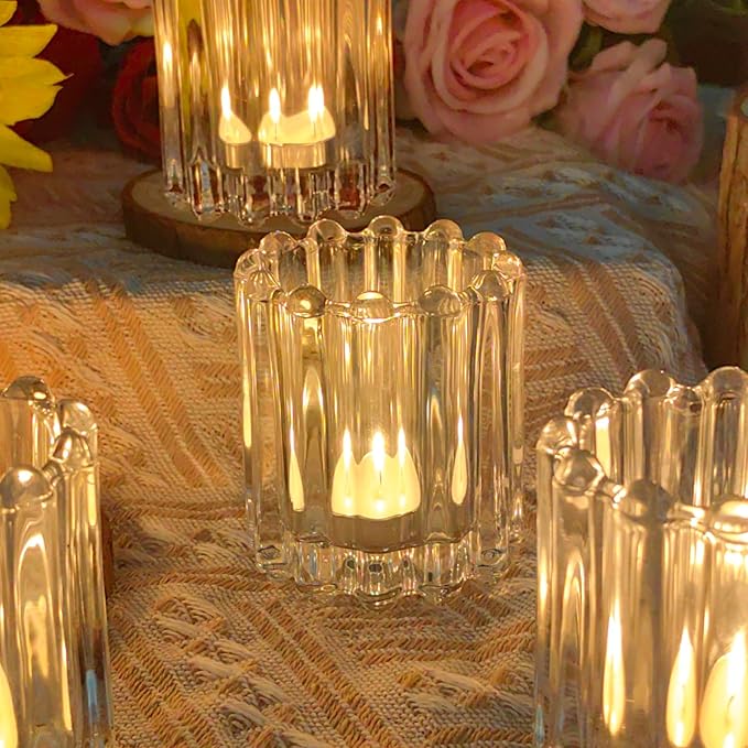GOLDEAL 6Pcs Clear Glass Votive Candle Holders Tealight Holders Decorative - Image 7