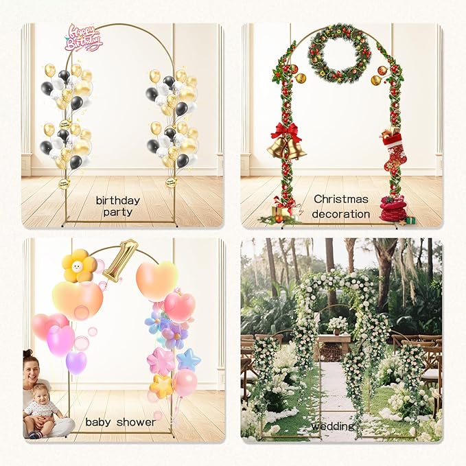 3-Pack Metal Arch Backdrop Stand Set Heavy Duty Rust-Proof Wedding Decoration - Image 5