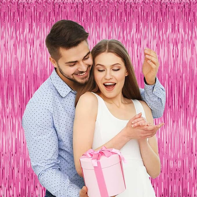3 Pack Pink Tinsel Backdrop Decorations, Foil Fringe Curtains, Bachelorette & - Image 6