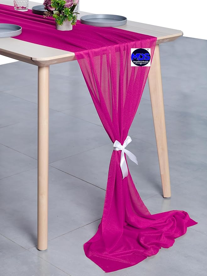 MDS 2 Pack 14ft Chiffon Table Runner 29 x 170 Inches Sheer Wedding Runner - Image 5
