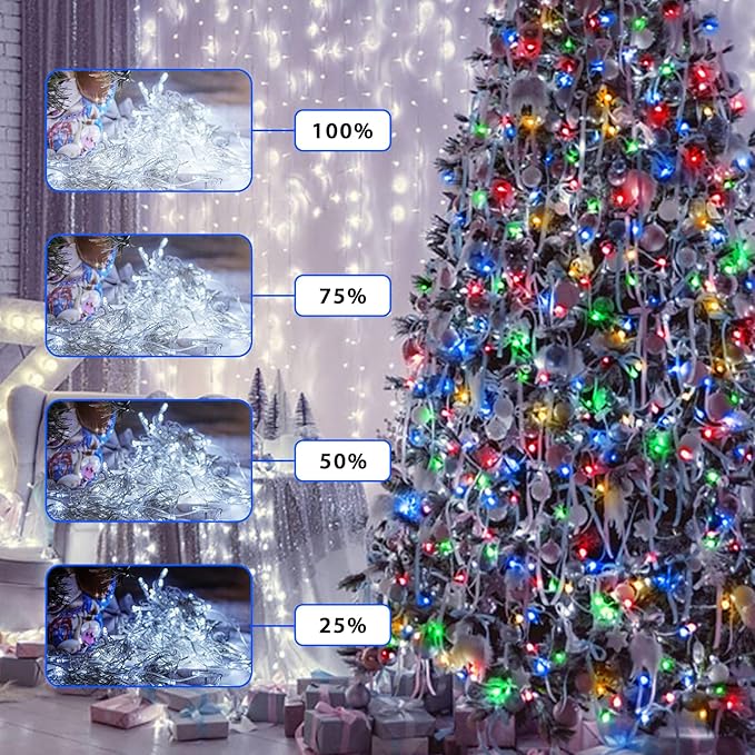 JMEXSUSS 600 LED Color Changing String Lights Plug in, 168FT White & Multicolor - Image 8