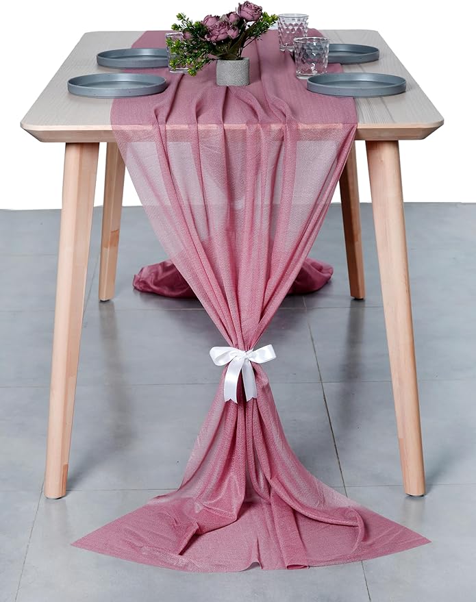 MDS 5 Pack 10ft Chiffon Table Runner 29 x 120 Inches Sheer Wedding Runner - Image 7