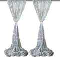 JYFLZQ Iridescent Silver Payette Sequin Backdrop Curtains 4ft x 8ft 2 Panels by JYFLZQ