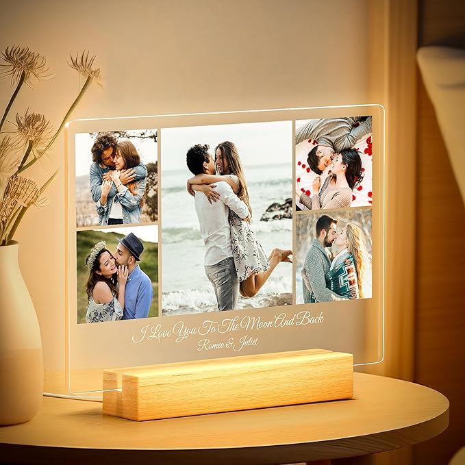 Custom Picture Frames with Photo, Personalized Photo Frame with Night Light by Greysky
