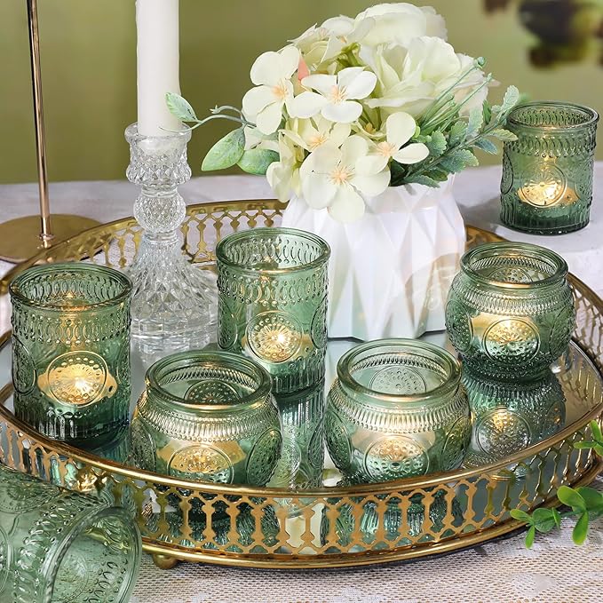 DARJEN 12Pcs Green Votive Candle Holders - Image 7